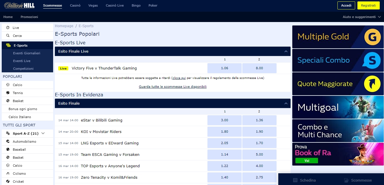 Scommesse su eSport Scommesse su eSport