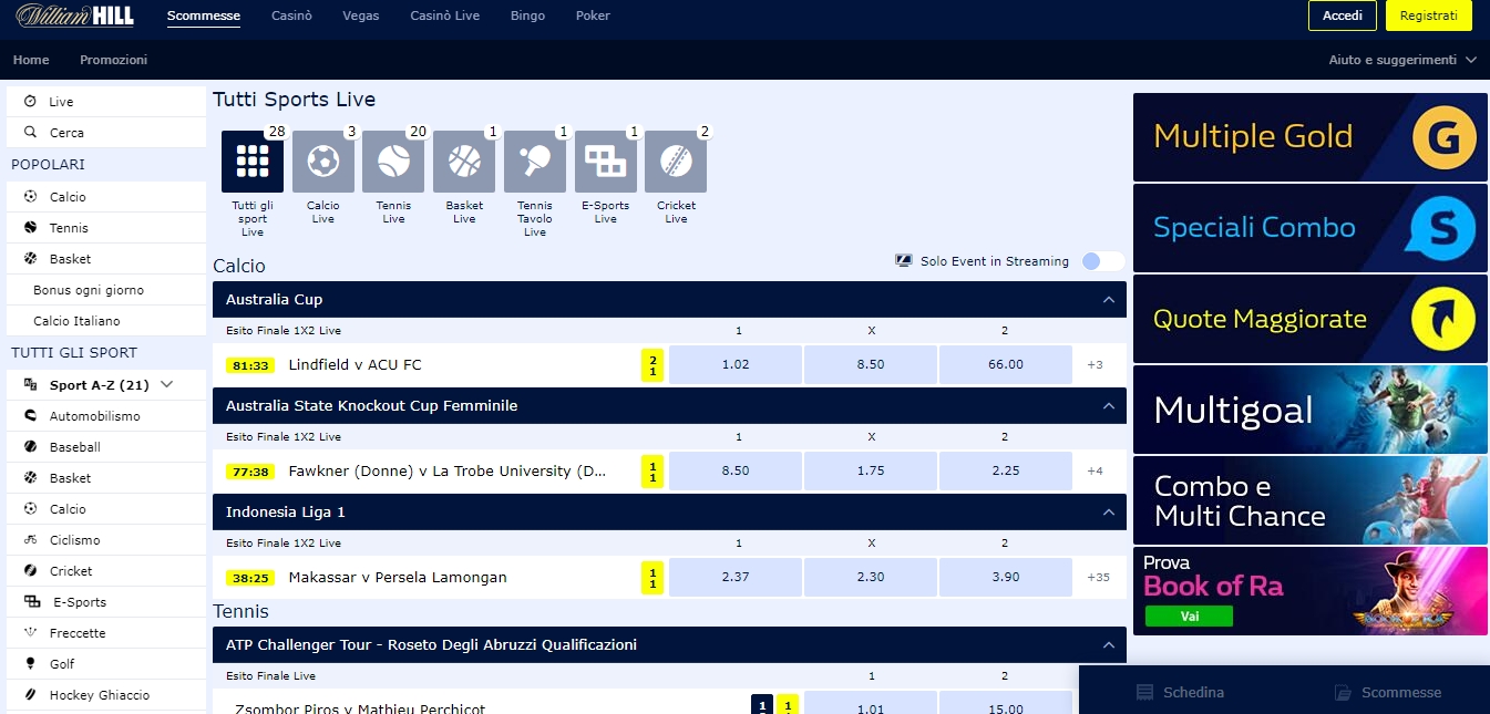 Scommesse LIVE Scommesse LIVE
