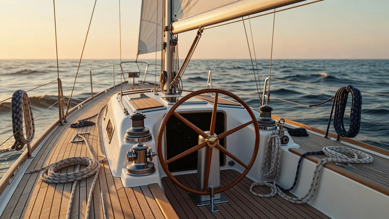 Diverse offshore sailing crew working together on deck during a passage