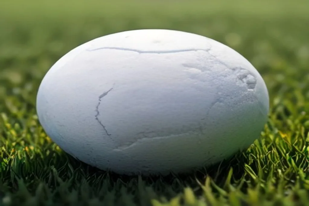 Pallone da calcio bianco su erba curata con linee del campo visibili, mattina limpida, stadio vuoto