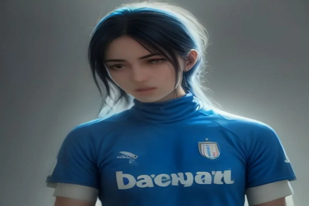 Maglia azzurra da calcio piegata accanto a scarpini su panca di spogliatoio, nessuna scritta leggibile