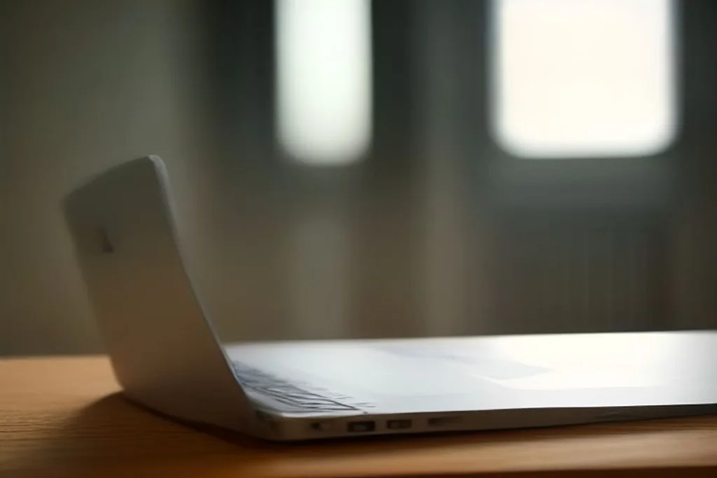 Modulo di registrazione su laptop con passaporto e occhiali accanto, scrivania ordinata, nessuna schermata leggibile