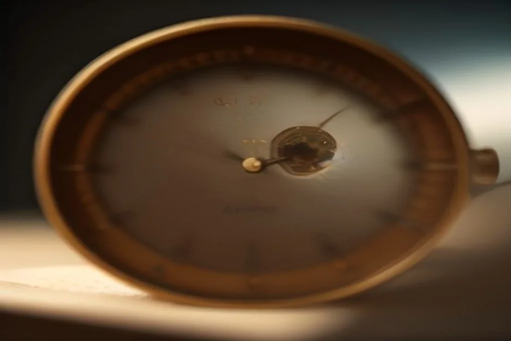 Orologio da tavolo classico accanto a una pila di fogli ordinati, luce morbida da scrivania